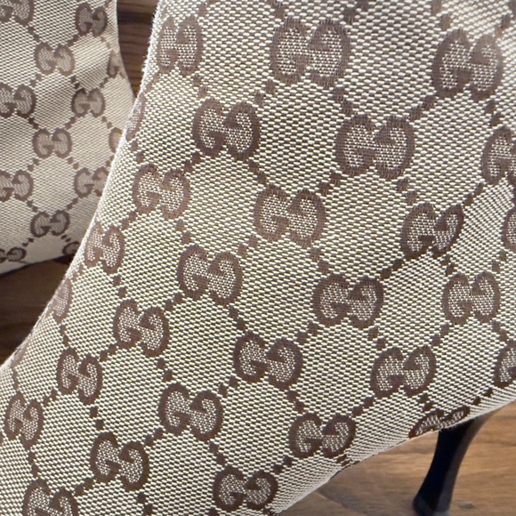 Gucci Monogram GG Logo Fabric Pointed Toe Ankle Boots 9 NEW - Picture 2 of 12